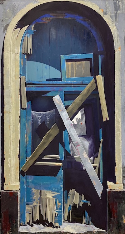 Katrin Brause aka Heichel: Bruch [Tür I], 2020, 
oil on canvas, 280 x 150 cm 


